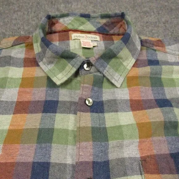 Carbon2Cobalt Shirt Mens Large Check Plaid Unbrushed Flannel Effortlessly Cool - Picture 1 of 14